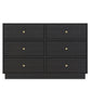 RoyalCraft Black 6 Drawer Dresser for Bedroom, 47" Wood Floor Dressers Chest of Drawers with Large Drawers and Crystal Knobs, Morden Double Storage Cabinet for Living Room Hallway Closet