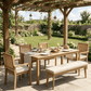 6-Piece Acacia Patio Table and Chairs Set for All-Weather, Outdoor Patio Dining Set with Umbrella Hole and Removable Cushion for 5, Durable Patio Table and Chairs Set for Garden, Heynemo