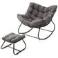 Heynem Patio Rocking Papasan Chair with Ottoman for Outdoor and Indoor, Outdoor Wicker Rocking Egg Chair with Cushion for Porch£¬Garden£¬Living Room