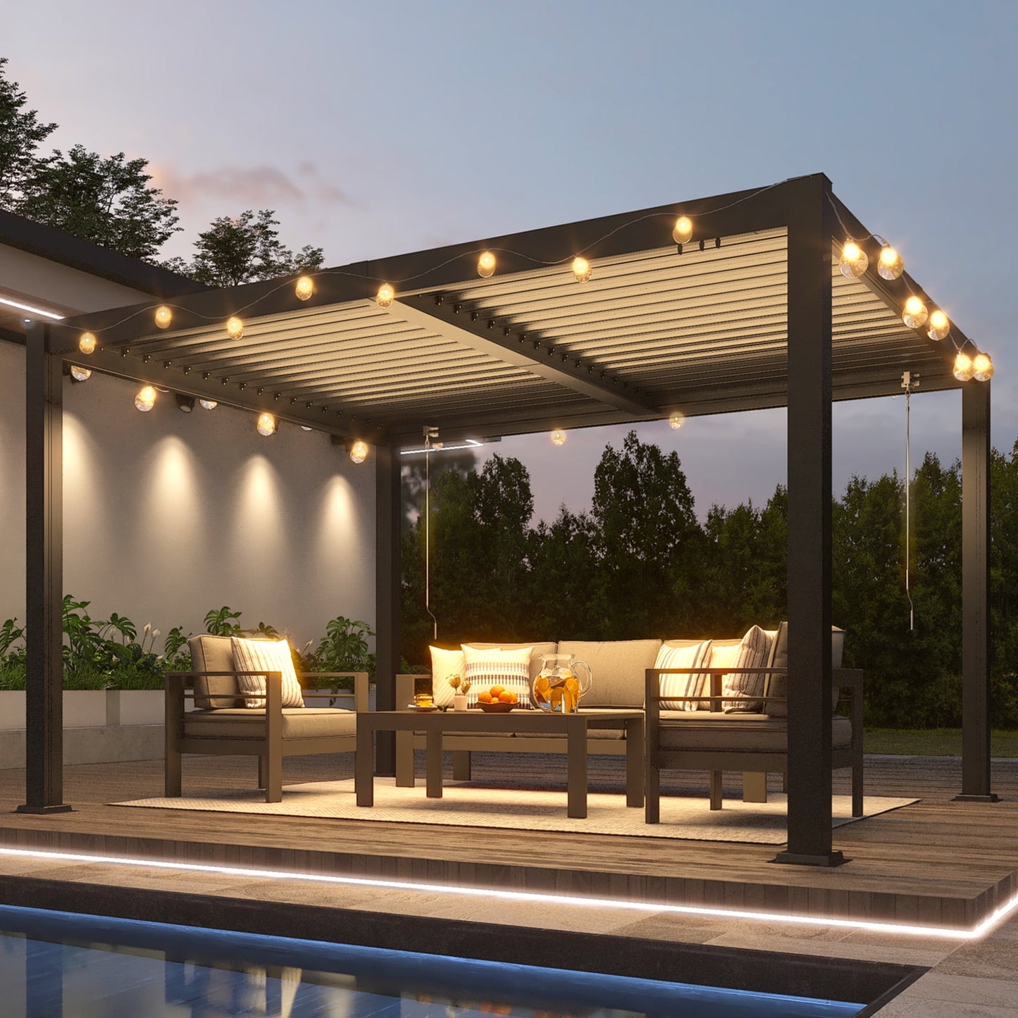Heynemo 10' x 12' Aluminum Louvered Pergola with Adjustable Roof for Patio, Deck and Garden, Elegance Outdoor Shade