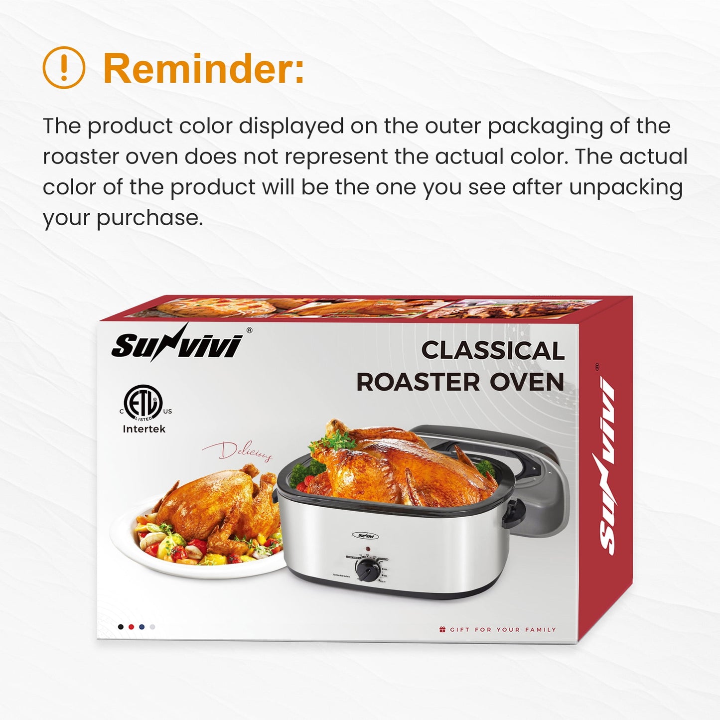 24 Quart Electric Roaster Oven, Stainless Steel Buffet Turkey Roaster Oven with Self-Basting Lid Removable Pan, Red