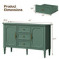 May in Color Storage Cabinet with 2 Doors & 3 Drawers, Mid-Century Sideboard Cabinet with Adjustable Shelves, Wood Buffet Cabinet with Turned Legs, Ideal for Entryway, Living Room, Dining Room, Green