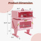 RoyalCraft Nightstand with LED Light Strips, Rotating Drawer & Glass Door Storage, Pink