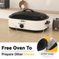 Sunvivi Roaster Oven with Self-Basting Lid, 14qt Electric Roaster with Removable Pan & Rack, Turkey Roaster Oven with Defrost & Warm Function, Stainless Steel, White