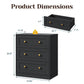 Heynemo 3-Drawer Nightstand, Wooden Bedside Table with Gold Knobs, Modern Storage Cabinet for Bedroom, Living Room, or Hallway, Black
