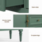 Heynemo Storage Cabinet with 2 Doors & 3 Drawers, Mid-Century Sideboard Cabinet with Adjustable Shelves, Wood Buffet Cabinet with Turned Legs, Ideal for Entryway, Living Room, Dining Room, Green
