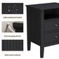RoyalCraft Fluted Nightstand with 2 Drawers, Modern Wooden Sofa Table with Storage for Small Spaces, Tall End Table for Bedroom, Living Room, Couch Coffee Table