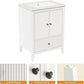 Royalcraft 24'' Bathroom Vanity with Sink, Modern Bathroom Vanity Sink Cabinet with Doors and Fluted Drawers, Free Standing Bathroom Storage Cabinet with Sink Combo Set, White