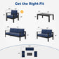 May in Color Aluminum Outdoor Patio Furniture Set, 7 Seats Modern Patio Sectional Sofa Conversation Set, Outdoor Seating Set with Coffee Table for Deck Garden Backyard, Blue