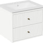 Royalcraft 24'' Bathroom Vanity with Sink, Floating Bathroom Vanity Sink Cabinet with 2 Fluted Drawers, Wall Mounted Bathroom Storage Cabinet with Sink Combo Set, White