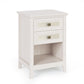 May in Color Boho Rattan Wood Accent Nightstand with Drawer, 27" Tall End Table with Storage Shelf, Grayish White Bedside Table, Chairside Couch Coffee Table