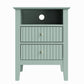 May in Color Fluted Nightstand with 2 Drawers, Modern Wooden Sofa Table with Storage for Small Spaces, Tall End Table for Bedroom