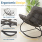 Heynem Patio Rocking Papasan Chair with Ottoman for Outdoor and Indoor, Outdoor Wicker Rocking Egg Chair with Cushion for Porch£¬Garden£¬Living Room