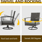 Superjoe Patio Swivel Dining Chairs with 360-Degree Rotating, All Weather Rattan Chairs with Water-Resistant Cushions & Metal Frame, Table, Modern Outdoor Rocking Chair for Porch, Bistro, Balcony, Grey