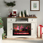 May in Color White TV Stand with 28'' Fireplace, Media Console Table with Adjustable Shelves, Entertainment Center with Double-door Design for Living Room, Bedroom