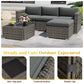 CozyHom 5 PCS Outdoor Patio Wicker Sectional Dining Conversation Set, All Weather Indoor Wicker Sofa Furniture Sets L Shaped Outdoor Couch With Ottoman, Gray
