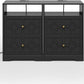 RoyalCraft Large Nightstand with 2 Drawers, Modern Side Table with Charging Station, Accent End Table with Diamond Carvings, Storage Cabinet for Living Room, Bedroom, Entryway, Set of 2