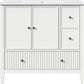 Royalcraft 36'' Bathroom Vanity with Sink, Modern Bathroom Vanity Sink Cabinet with Doors and Fluted Drawers, Free Standing Bathroom Storage Cabinet with Sink Combo Set, White