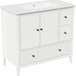 Royalcraft 36'' Bathroom Vanity with Sink, Modern Bathroom Vanity Sink Cabinet with Doors and Fluted Drawers, Free Standing Bathroom Storage Cabinet with Sink Combo Set, White
