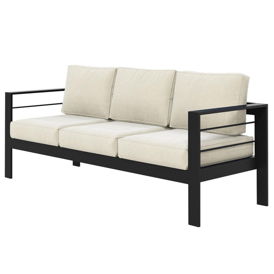 May in Color Outdoor Couch Aluminum Patio Furniture Sofa, 3-Seat All-Weather Metal Outdoor Patio Furniture with Cushions,Beige