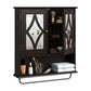RoyalCraft Bathroom Medicine Cabinet with Mirror, Vanity Wall Mounted Storage Cabinet with Adjustable Shelves and Towel Bar, Hanging Wall Cabinet for Bathroom, Laundry, Living Room, Brown