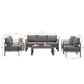 Superjoe 5 Pcs Outdoor Aluminum Furniture Set 7 Seats Patio Sectional Chat Sofa Set Metal Conversation Sofa with 5 Inch Cushion and Coffee Table for Balcony, Garden, Dark Grey