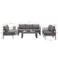 Superjoe 5 Pcs Outdoor Aluminum Furniture Set 7 Seats Patio Sectional Chat Sofa Set Metal Conversation Sofa with 5 Inch Cushion and Coffee Table for Balcony, Garden, Dark Grey