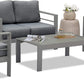 Superjoe Outdoor 2 Seats Patio Aluminum Sofa Furniture, All-Weather Couch Loveseat Gray Metal Chair with Cushions, Dark Grey