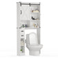 RoyalCraft Over The Toilet Storage Cabinet, Farmhouse Storage Cabinet Over Toilet with Sliding Barn Door, Home Space-Saving Toilet Rack, Behind Toilet Bathroom Organizer for Bathroom, White