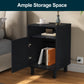 Heynemo Wood Nightstand with Storage, Bedside Table with Charging Station and Solid Wood Legs, Ideal for Living Room, Bedroom, Entryway, Black, Set of 2