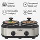 Sunvivi Small Double Slow Cooker, 2 Pot 1.25 Quart Oval Crock Food Warmer Buffet Server, Stainless Steel-2