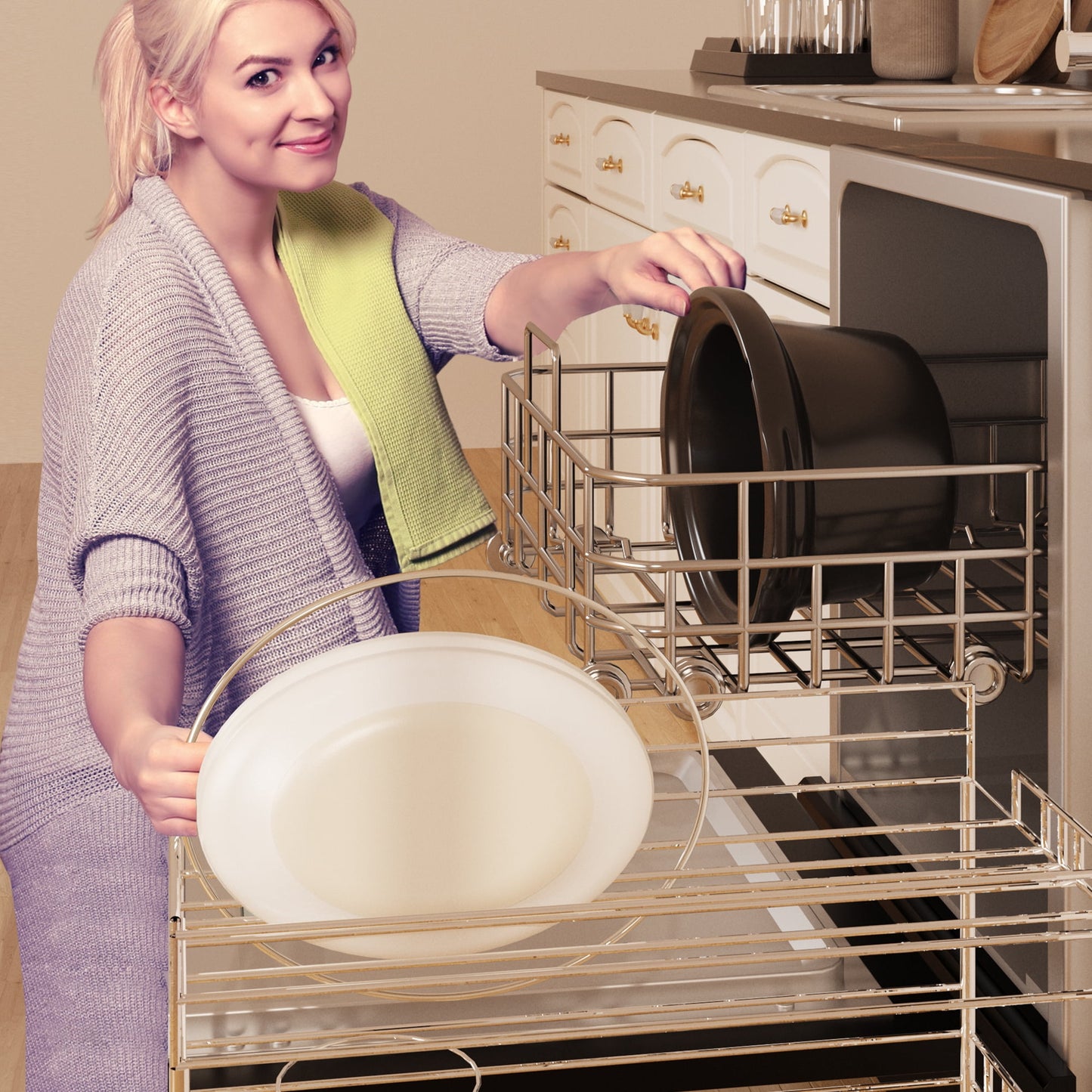 Sunvivi 2 in 1 Slow Cooker and Rice Cooker, Multi Slow Cooker with 1.5 QT Ceramic Pot & 3 Cup Rice Cooker , Non-Stick Aluminum Pot & Indicator Lights, Dual Control Knob, Stainless Steel