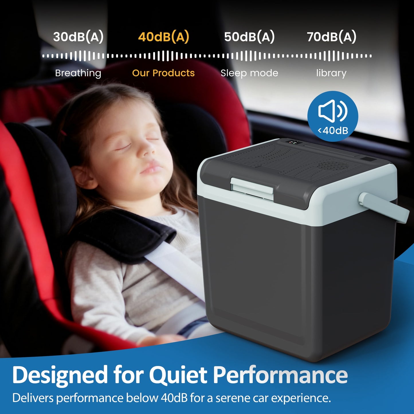 Sunvivi 25QT Portable Electric Cooler & Warmer with Handle ¨C Mini Fridge for Car, Road Trips, Camping, Home, and Office, Black