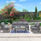 Superjoe 5 Pcs Outdoor Aluminum Furniture Set 7 Seats Patio Sectional Chat Sofa Set Metal Conversation Sofa with 5 Inch Cushion and Coffee Table for Balcony, Garden, Dark Grey