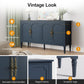 May in Color Buffet Sideboard Table Set of 2, 59'' Mid Century Modern Console Table, Media Cabinet with 4 Doors, Accent Cabinet Wood Sideboard, for Entryway, Living Room, Dining Room, Blue