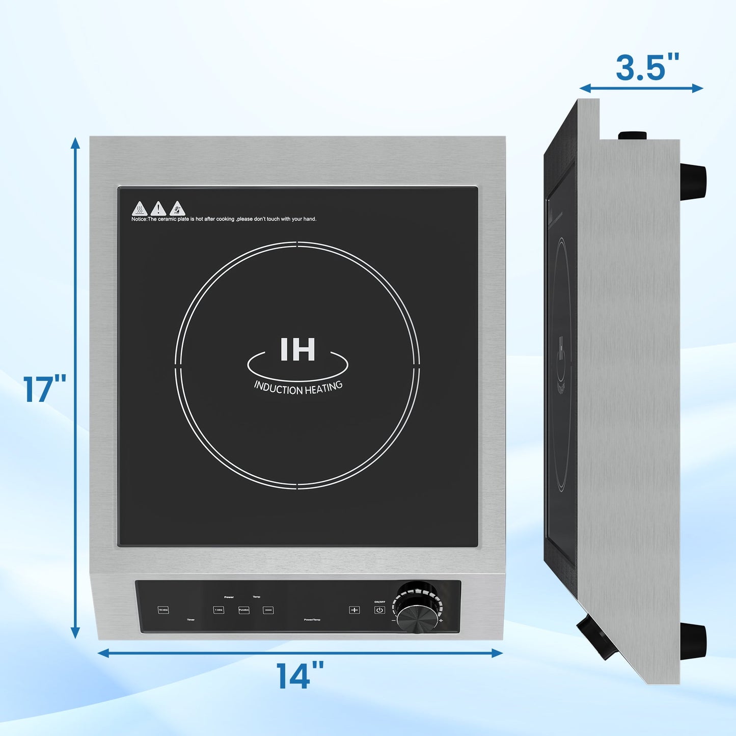 Heynemo Portable Induction Cooktop, 1800W Electric Induction Cooker Hot Plate 10 Power 14 Temperature Setting, Countertop Burner with Timer, Black