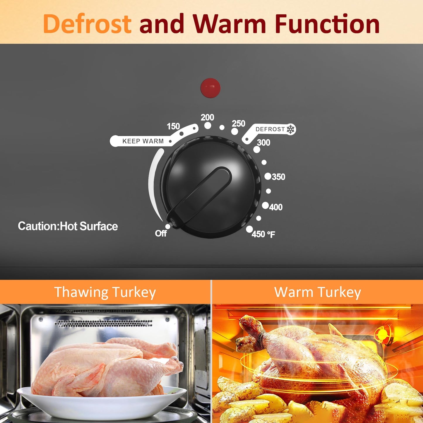 Sunvivi Electric Roaster Oven 20 Qt with Self-Basting Lid, 150-450°F Temp Control, Gray