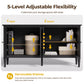 May in Color 58" Wood Buffet Cabinet, Mid-Century Modern Console Cabinet, with 4 Door & Media Storage, for Entryway, Living Room, Dining Room, Bedroom, Black
