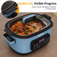 Heynemo 6.5QT Digital Multi Cooker, 12-in-1 Slow Cooker & Roaster with Timer, Temp Control, Delay Start, Nonstick Pot, Blue