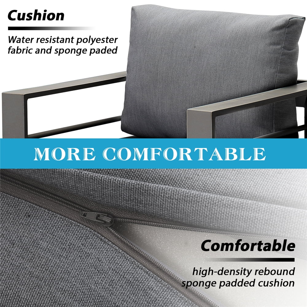 Superjoe Outdoor Aluminum Furniture Set 4 Pcs Patio Sectional Chat Sofa Conversation Set with Table,Gray