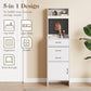 Royalcraft 5-in-1 Shoe Cabinet with Flip Drawer, Entryway Shoe Storage with Pegboard, Adjustable Shelf, Wood Entryway Cabinet, White