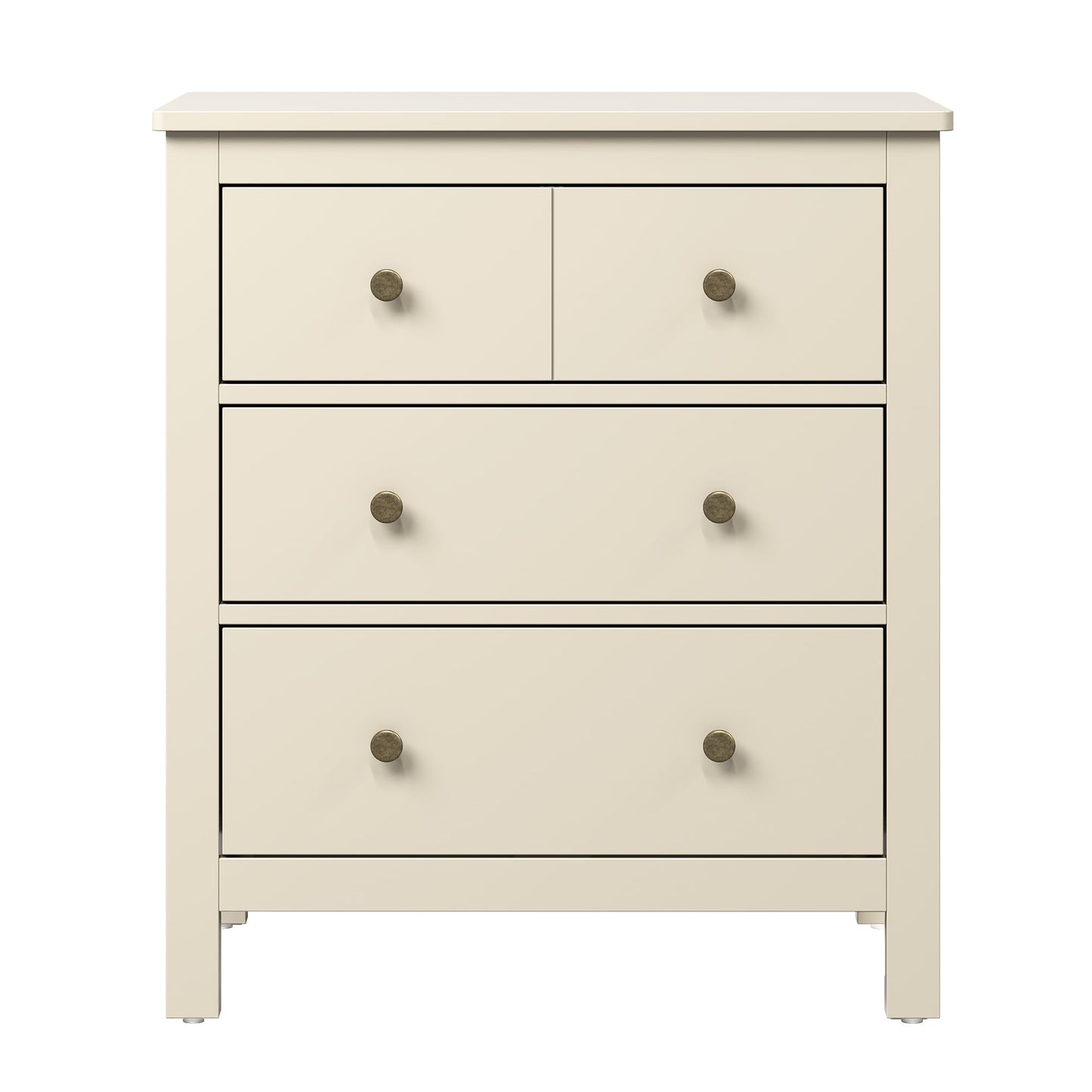 May in Color Beige 3 Drawer Dresser, 27" Tall Nightstand Organizer, Wood Chest of Drawers with Storage, for Bedroom, Living Room, Entryway