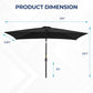 Sunvivi 10 x 6.5 Ft Rectangular Patio Umbrella with Crank and Tilt, Metal Pole Outdoor Umbrella with Polyester Canopy, Black