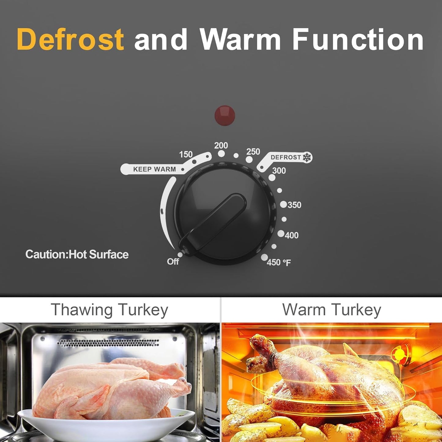 Superjoe 18QT Electric Roaster Oven, Stainless Steel Roaster Pan for Turkey with Removable Insert Pot, Grey