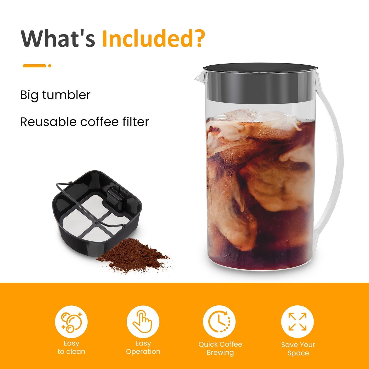Sunvivi Iced Tea Maker Cold Brew Electric with 2.5-Quart Pitcher, Black