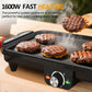 Heynemo 1600W Electric Griddle with Dual Cooking Zones