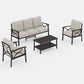 Heynemo 5-Seater Outdoor Patio Furniture Set, 4 Piece Patio Conversation Set with Coffee Table, Metal Furniture Set for Porch Backyard Garden, Coffee