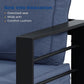 RoyalCraft Patio Furniture Aluminum Sofa, All-Weather Outdoor 3 Seats Couch, Black Metal Chair with Blue Cushions