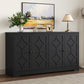 May in Color 56" Modern Buffet Cabinet, Wood Sideboard with 4 Doors and Adjustable Shelves, for Entryway, Living Room, Matte Black