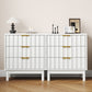 May in Color Fluted 3 Drawer Dresser Set of 2, Wood Closet Organizer for Bedroom, Living Room, Entryway, White